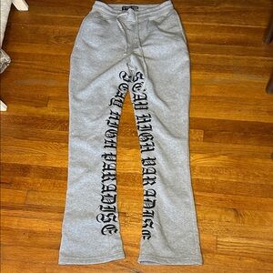 Kids Gray Sweatpants with Black Lettering